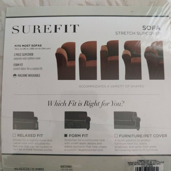 Surefit Sofa Couch Slipcover Stretch Jacquard Damask New in Bag, Never Used - Picture 4 of 8